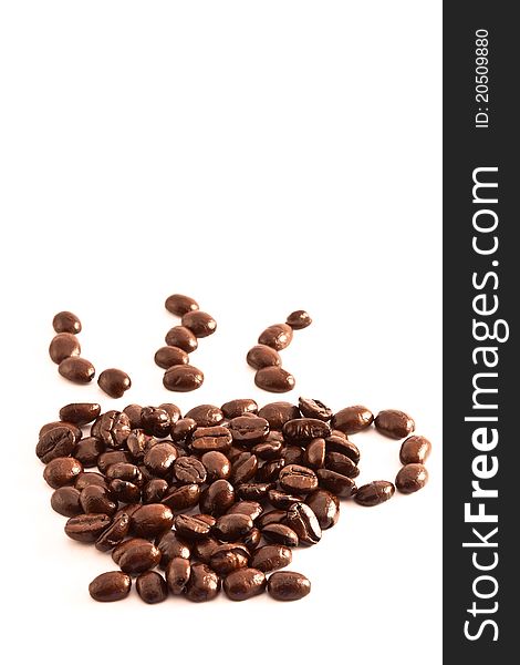 Coffee beans on white background