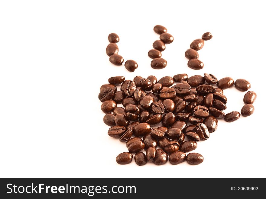 Coffee beans on white background