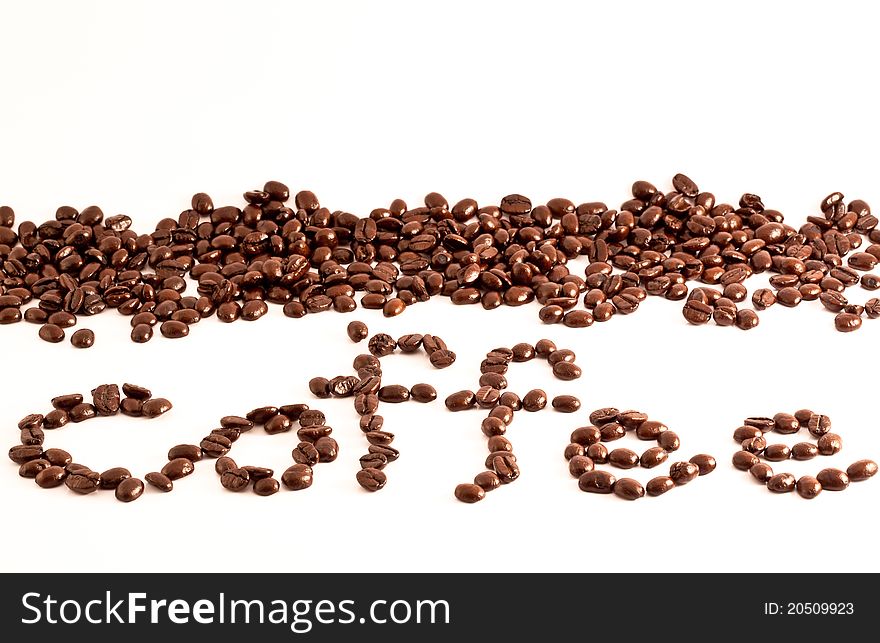 Coffee beans on white background