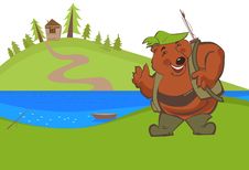Bear On Fishing Royalty Free Stock Photography Bear On Fishing Royalty Free Stock Photography
