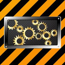 Metal Plate And Gears On Grunge Royalty Free Stock Images