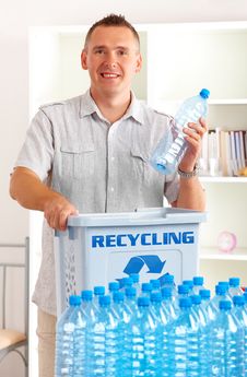 Recycling Man With Bottles Stock Photography Recycling Man With Bottles Stock Photography