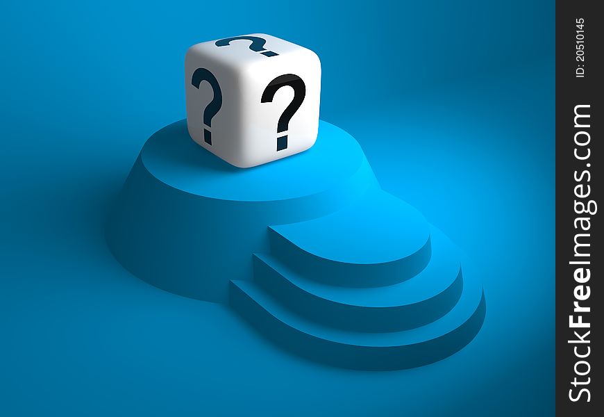 Cubes with question signs on a dark blue background