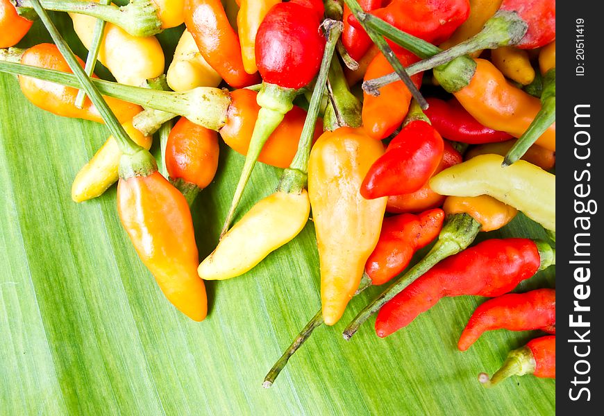 Hot peppers in banan leaf