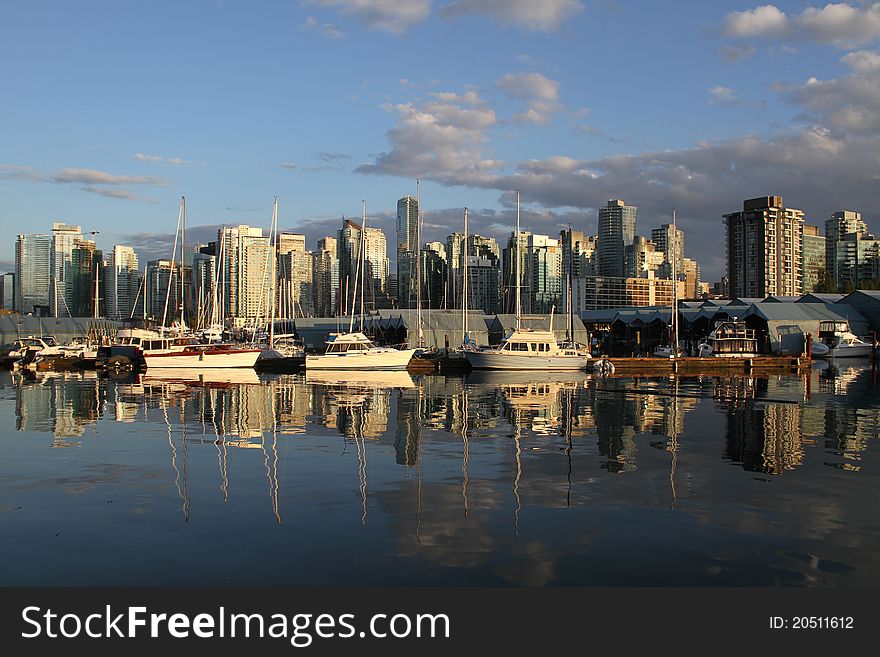 Vancouver Canada downtown cityscape with boats. Vancouver Canada downtown cityscape with boats