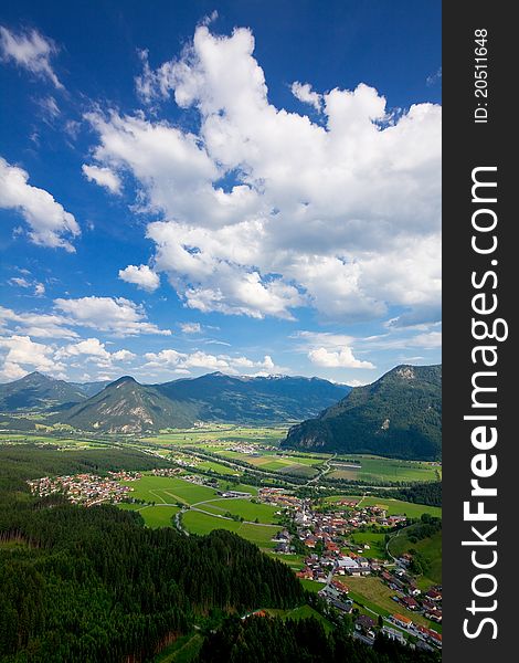 A panorama view of Zillertal, Austria