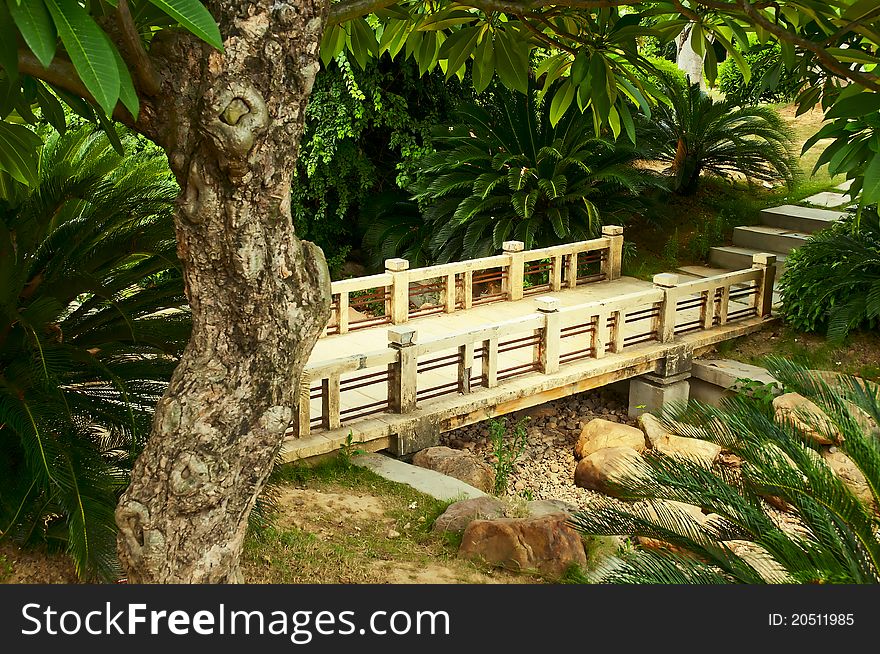 Wooden bridge in the park