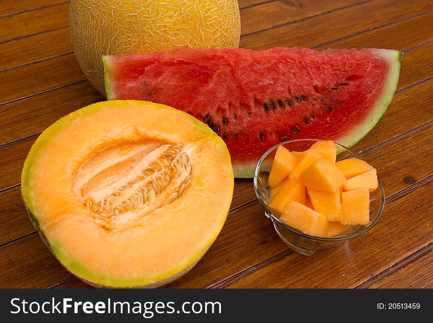 Cantaloupe and watermelon