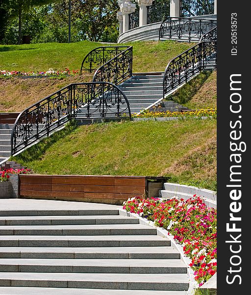 Photo with stair into a park. Photo with stair into a park