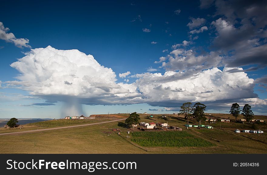 Storm Over Rural Village