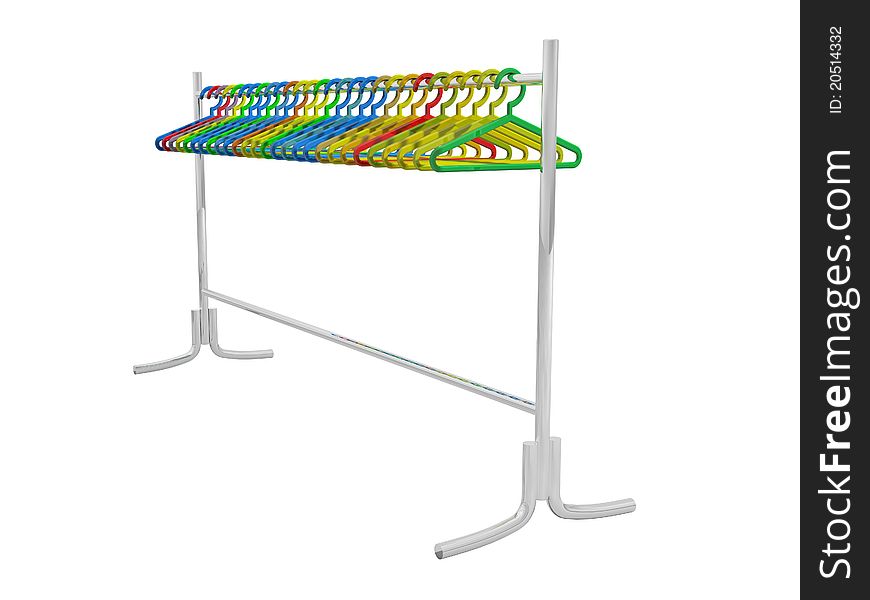 Colorful hangers on a white background