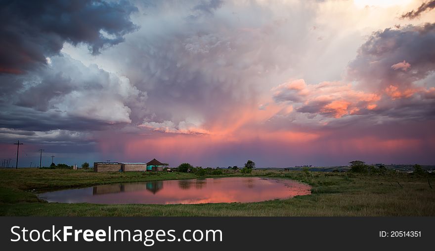 Storm over rural village in South Africa