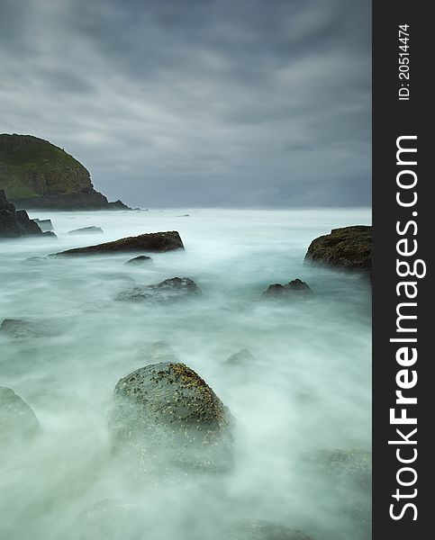 Misty Sea And Rocks