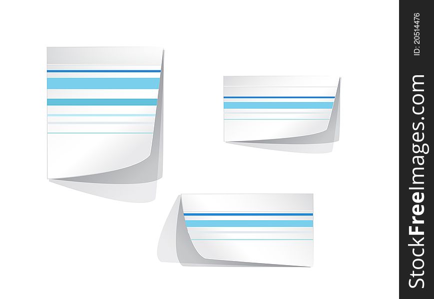 Vector white stickers with blue stripes. Vector white stickers with blue stripes