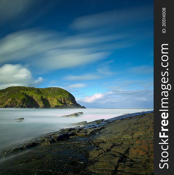 Misty Sea And Rocks