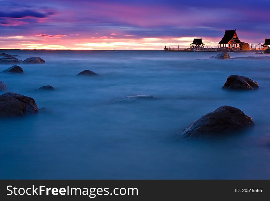 Sunset at sea. Waves rocks. Sunset at sea. Waves rocks.