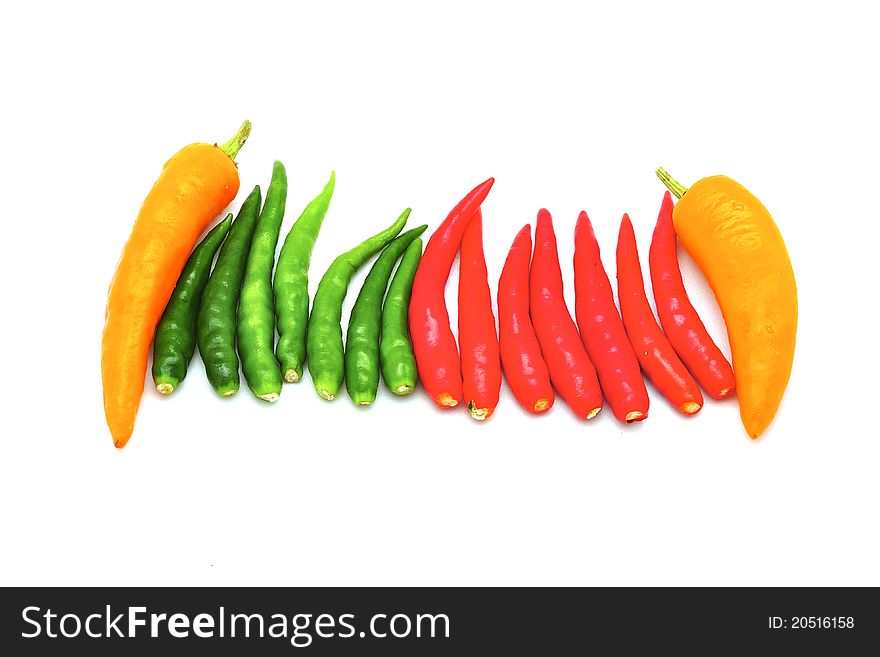 Hot thai chilli on white background