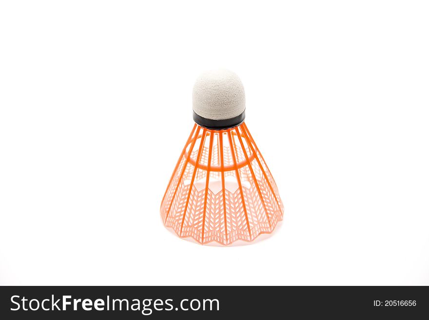 Shuttlecock of plastic onto white background