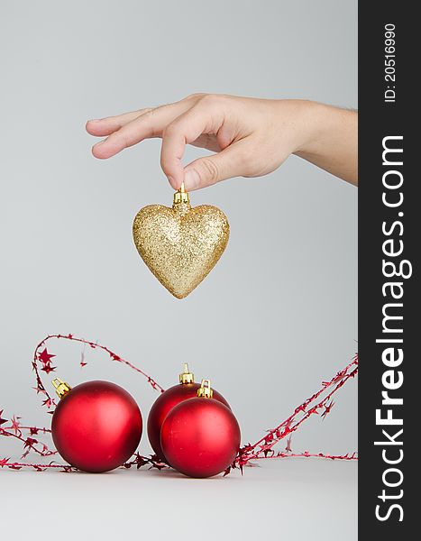 Christmas background - red balls decoration