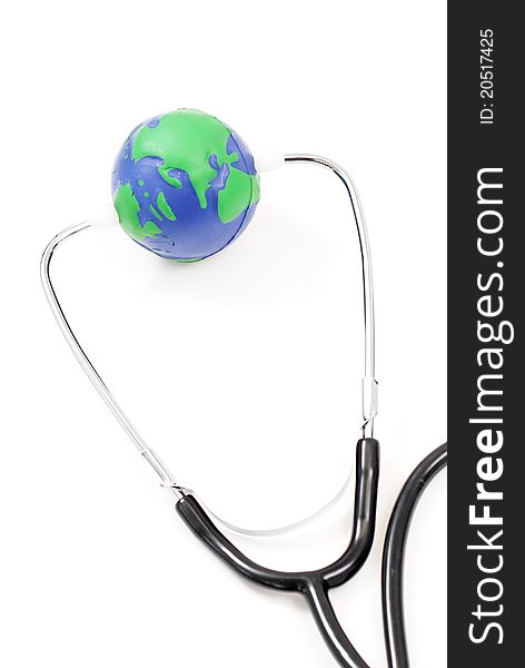 Letting Nature Help Us With Earth Ball As Doctor With Stethoscope