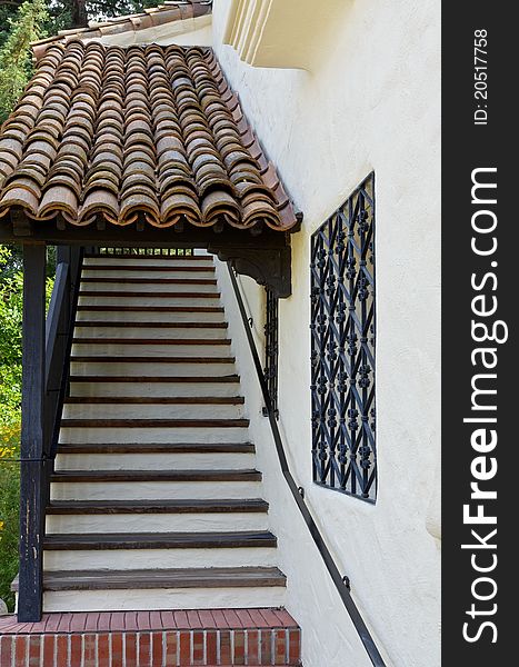 Old Spanish style staircase in California
