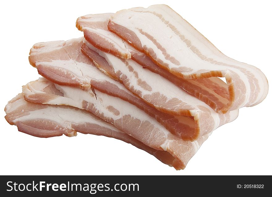 Slices of bacon isolated on the white background