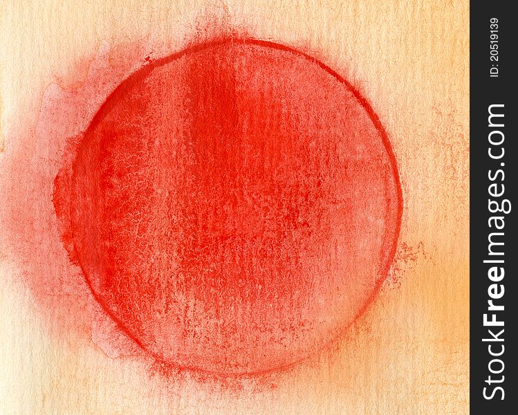 Orange watercolor background with red circle