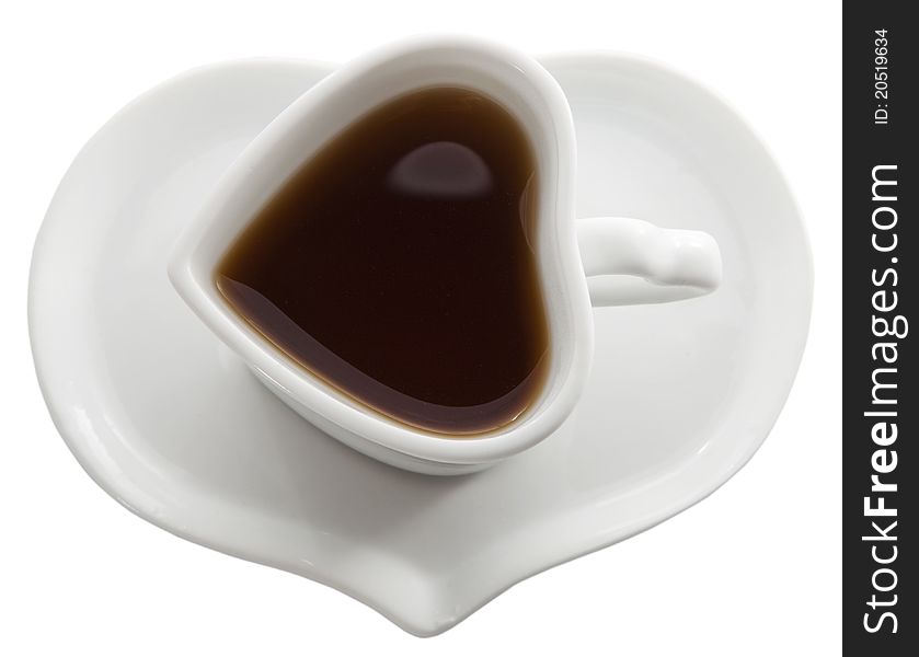 Cup of coffee. With love. Isolated on the white background