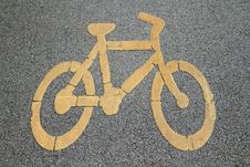 Bicycle Sign On Bicycle Lane Stock Photos