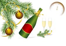 Champagne And Fir, Cdr Vector Royalty Free Stock Images Champagne And Fir, Cdr Vector Royalty Free Stock Images