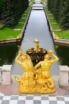 Fountains In Petergof Park. Fountains Samson Stock Image