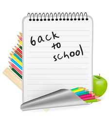 Back To School. Notepad With School Supplies. Stock Photo