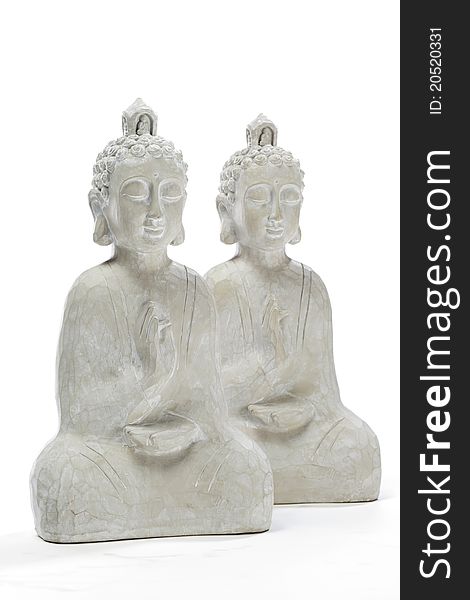 Two wooden budha statues