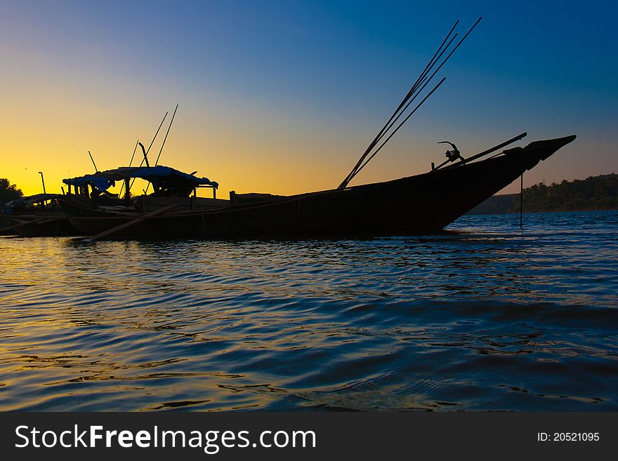 Boats during sunset