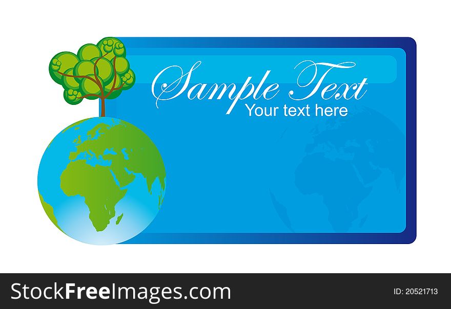 Green and blue earth and tree with blue frame background. Green and blue earth and tree with blue frame background.