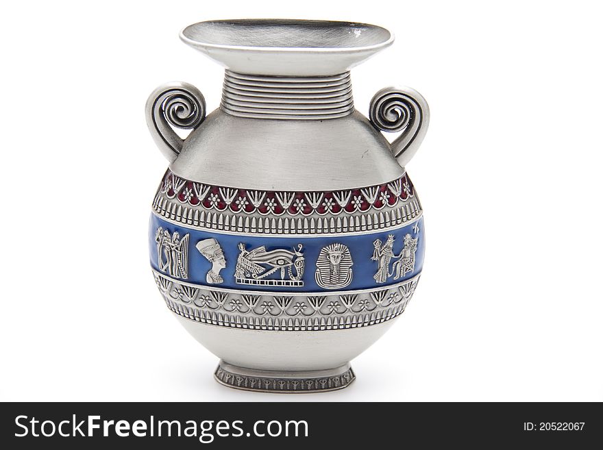 Egyptian flower vase of tin with pattern