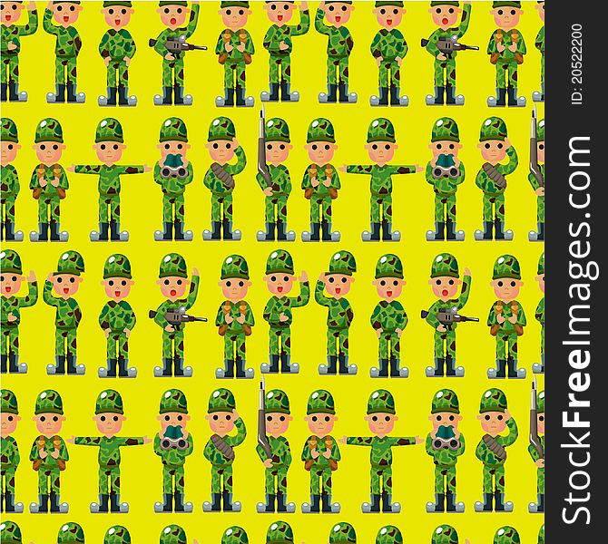 Cartoon Soldier Seamless Pattern