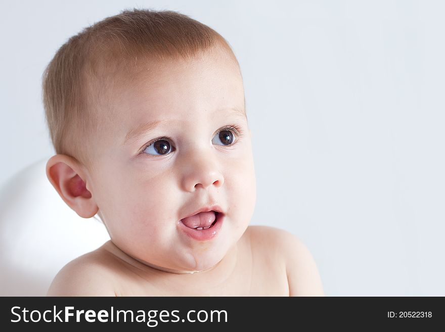 Bright closeup potrait of baby