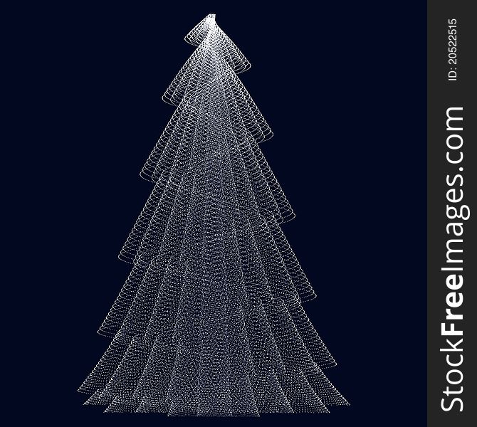 Mathematical visualization of tree lines and dots of light