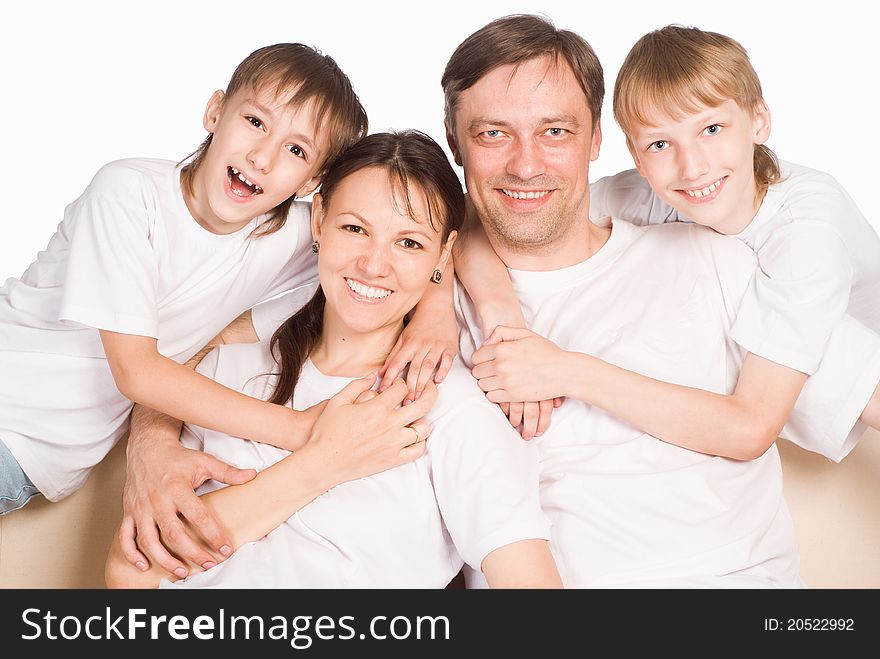 Family Of A Four On White