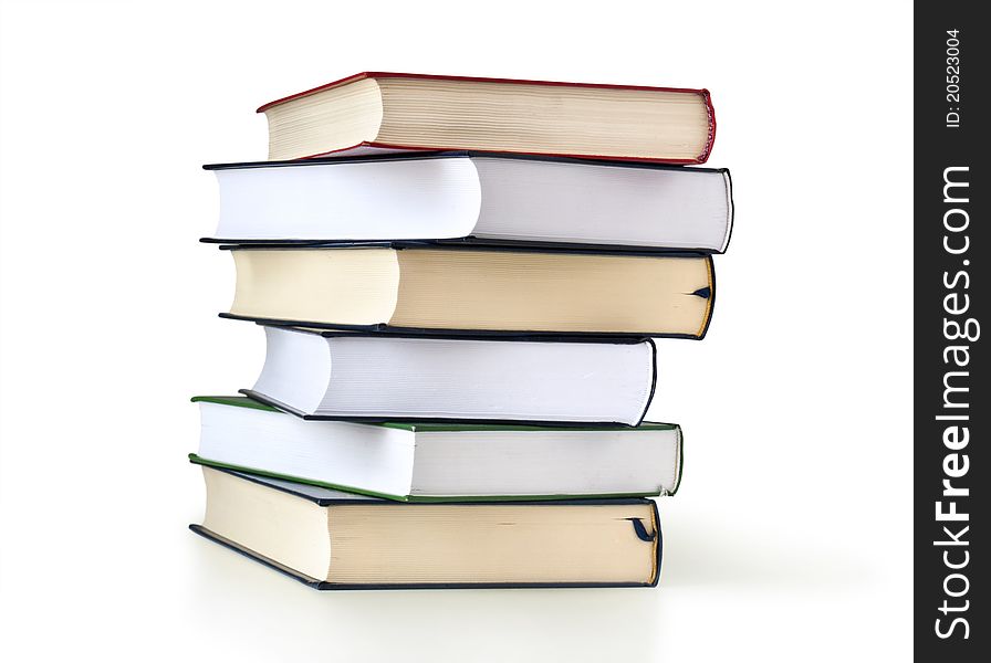 Stack of books isolated over white background