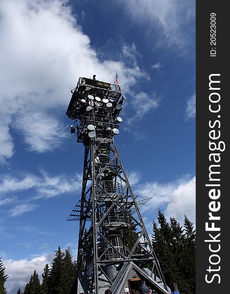 Lookout  with many transmitters in forrest