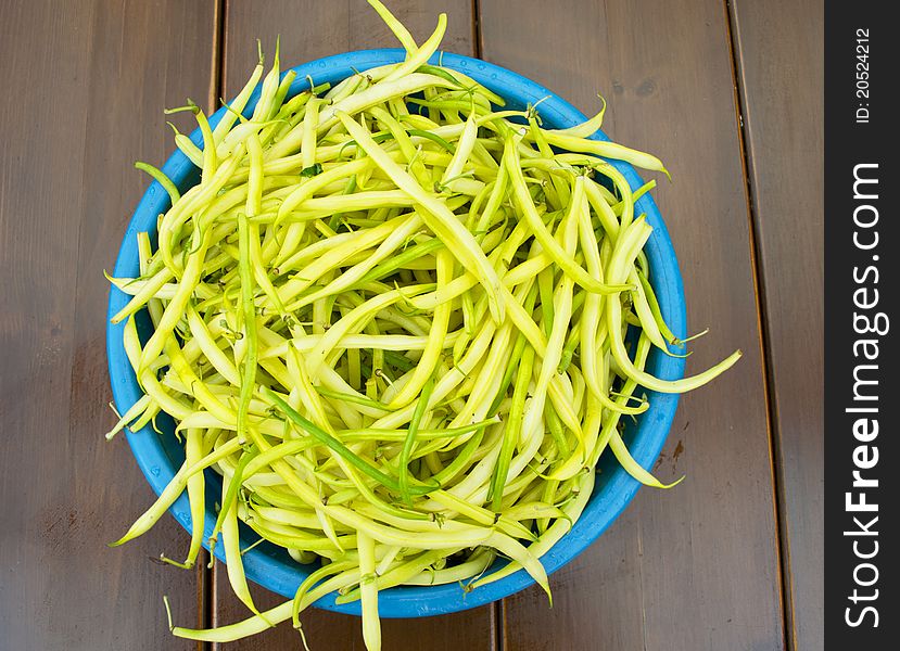 Asparagus Beans In A Blue Bowl