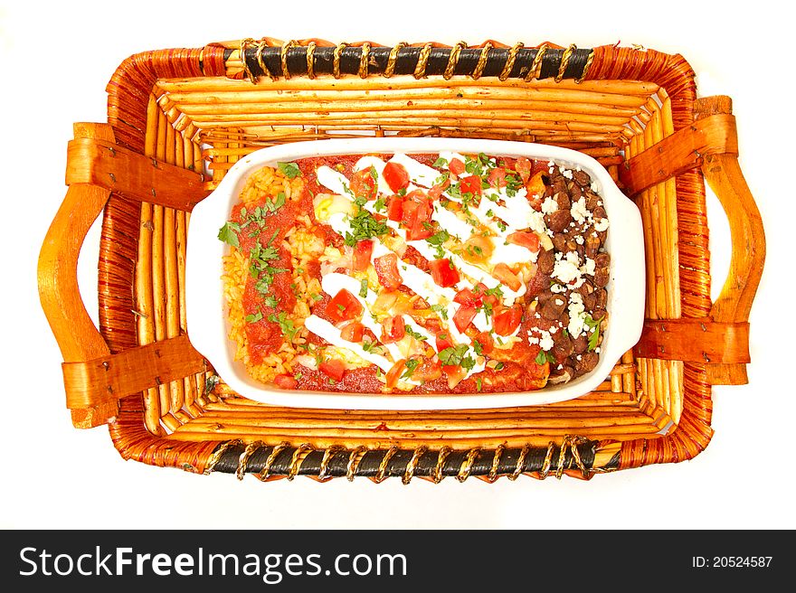 Hot mexican chicken pan with beans and vegetables