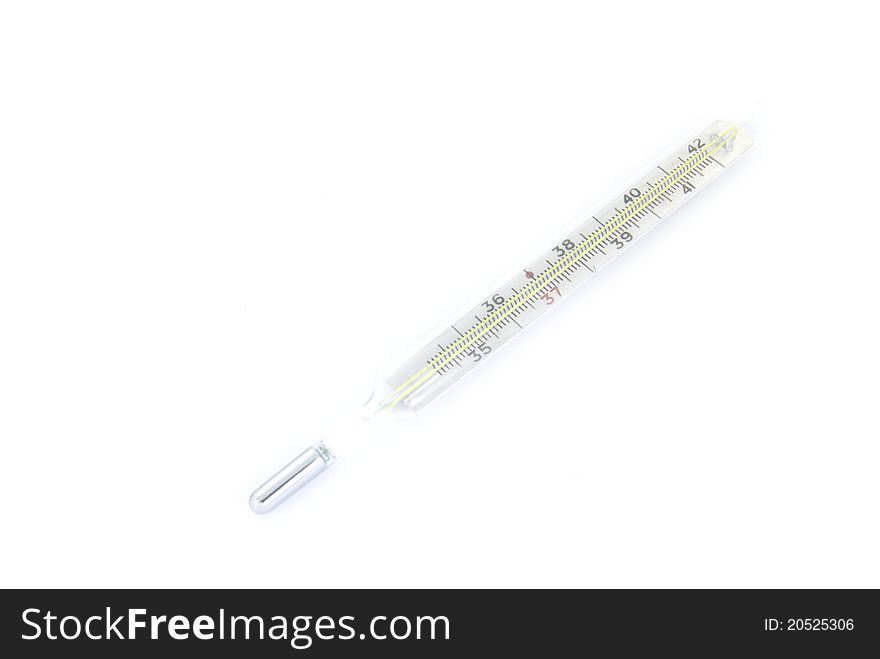 Isolated mercury thermometer on white background. Isolated mercury thermometer on white background