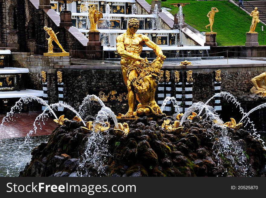 Fountains in Petergof park, Saint-Petersburg, Russia. Fountains in Petergof park, Saint-Petersburg, Russia