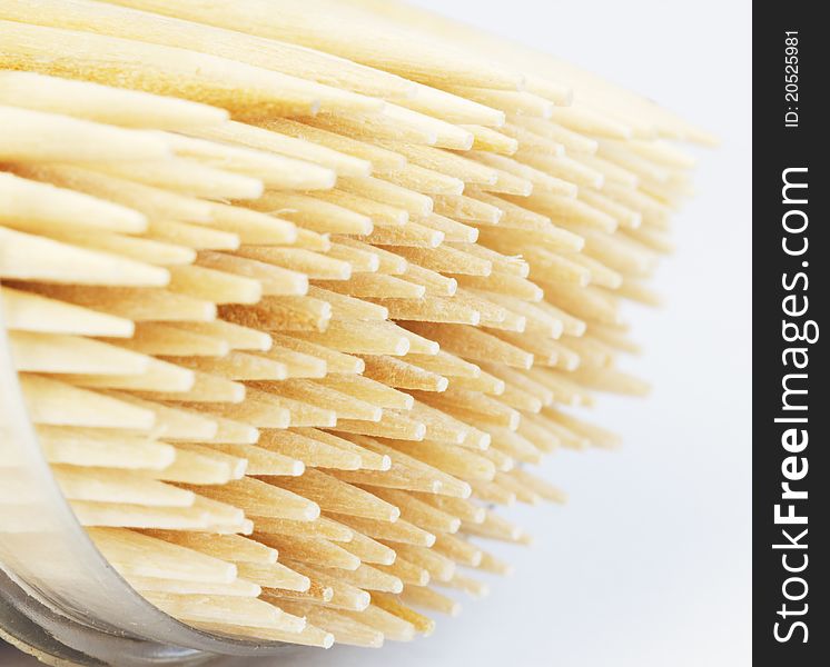 Group toothpicks on a white background. macro