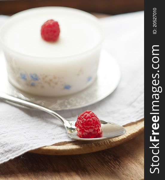 Italian panna cotta dessert with fresh berries