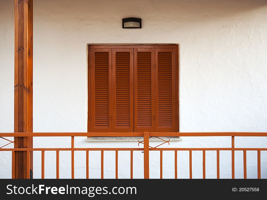 Classical look of a balcony of Greek houses.