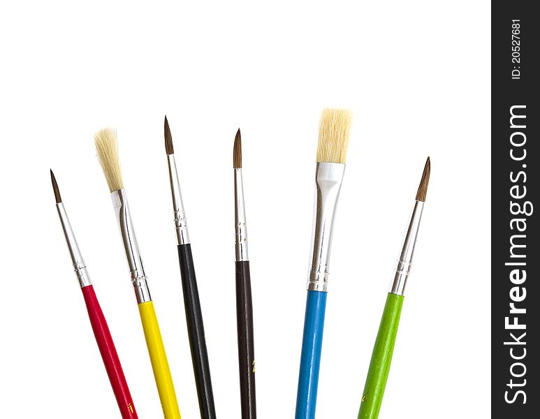 Set of brushes for painting on white